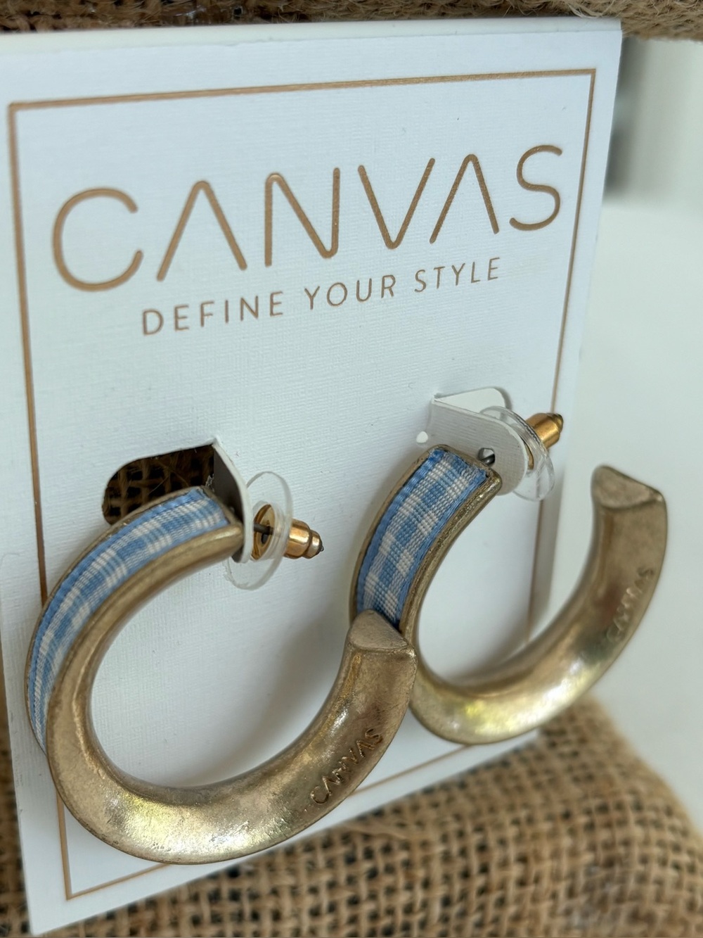 NWT, Bella Canvas Gold, Ole Miss and Tarheels fans! Blue gingham earrings